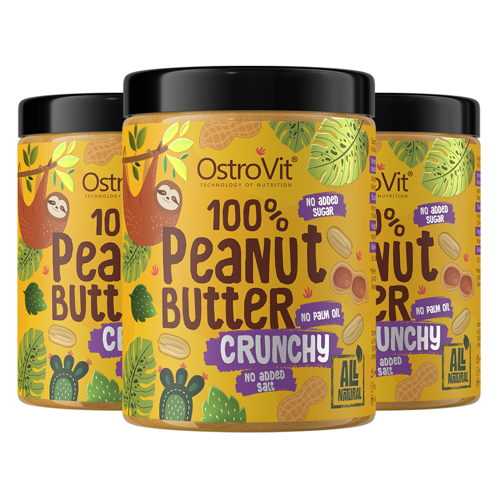 3 x OstroVit 100% Krem Orzechowy 1000 g chrupiący