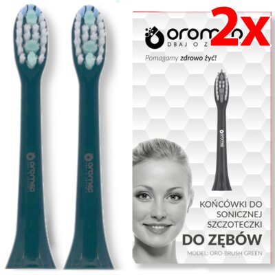Oryginalna końcówka szczoteczki OROMED Oro-Brush Zielony (2 szt.) (Usuwanie przebarwień)