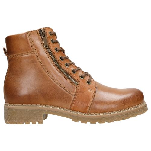 Wojas Brązowe Skórzane Workery Damskie Z Wełnianą Podszewką