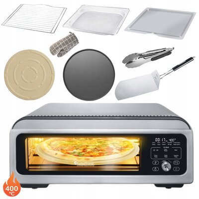 Wielofunkcyjny piec do pizzy TURBOTRONIC TT-PO12 Srebrny 2000W średnica 30 cm