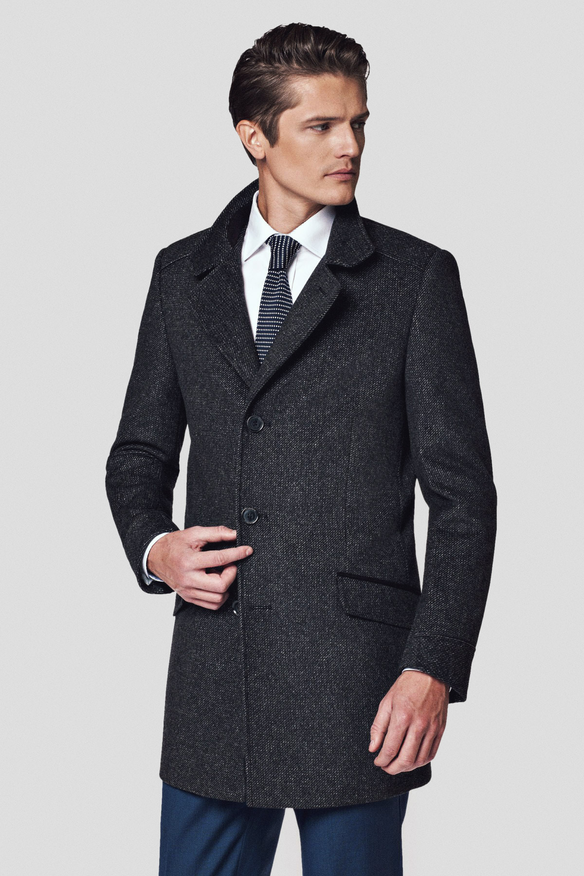 Lancerto Płaszcz Szary z Wełną Andro