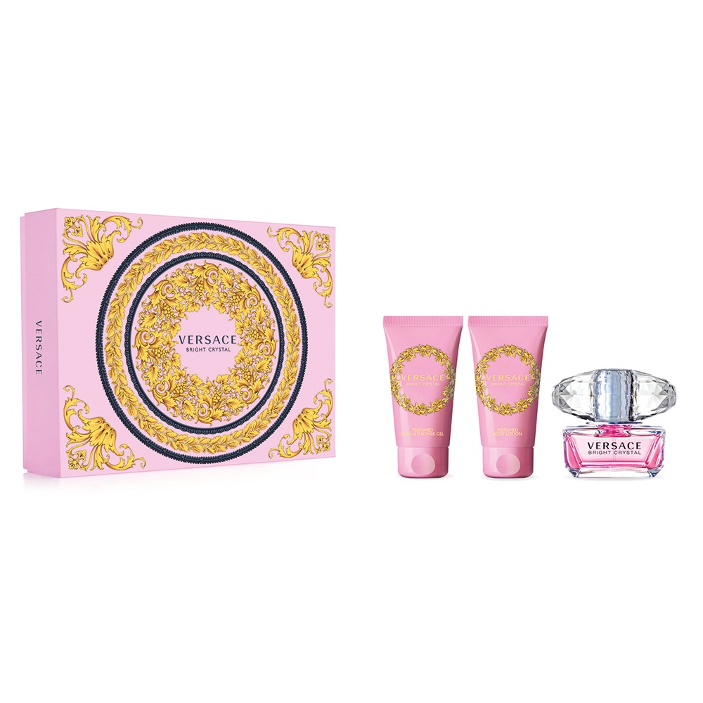 Versace Bright Crystal zestaw: woda toaletowa damska, 50 ml + żel pod prysznic, 50 ml + balsam do ciała, 50 ml