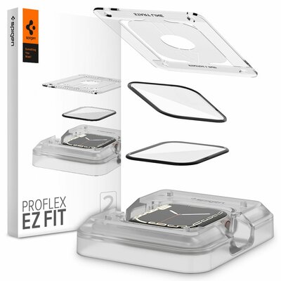 Szkło hybrydowe SPIGEN ProFlex Ez Fit do Apple Watch 7/8/9 (45mm) 2 szt. + ramka instalacyjna
