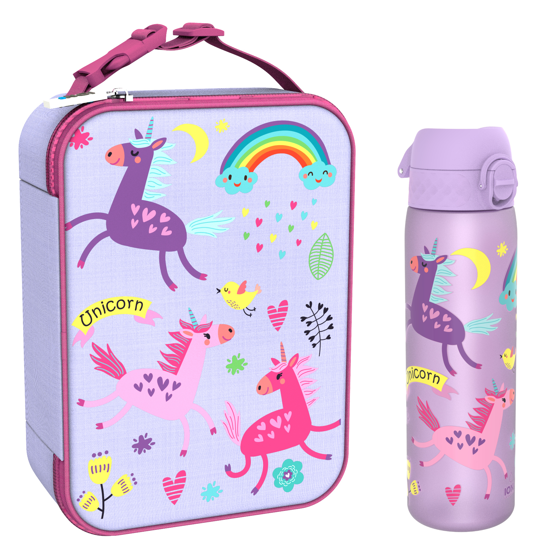 Ion8 zestaw: lunchbag Unicorn, 1 szt. + bidon na wodę, poj. 0,6 l, 1 szt.