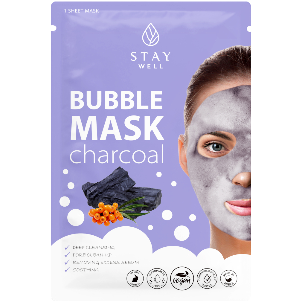 Stay Well Bubble Mask Charcoal seboregulująca maska do twarzy, 1 szt.