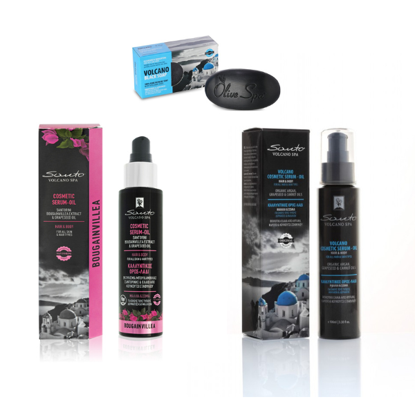 Santo Volcano Spa zestaw kosmetyków do pielęgnacji włosów oraz ciała: olej-serum do ciała i włosów Bougainvillea, 100 ml + olej-serum do ciała i wł...