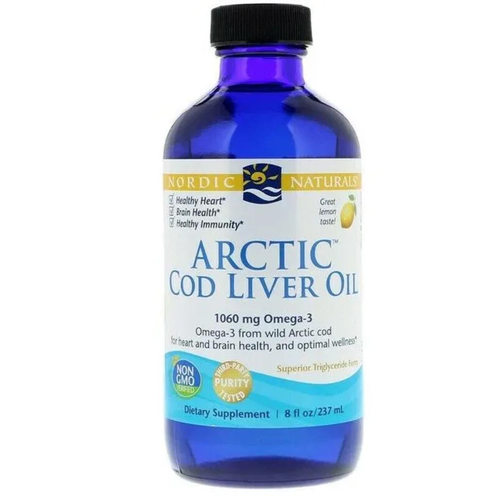 Nordic Naturals Arctic Cod Liver suplement diety, tran z dorsza, 1060mg, Cytryna, 237 ml