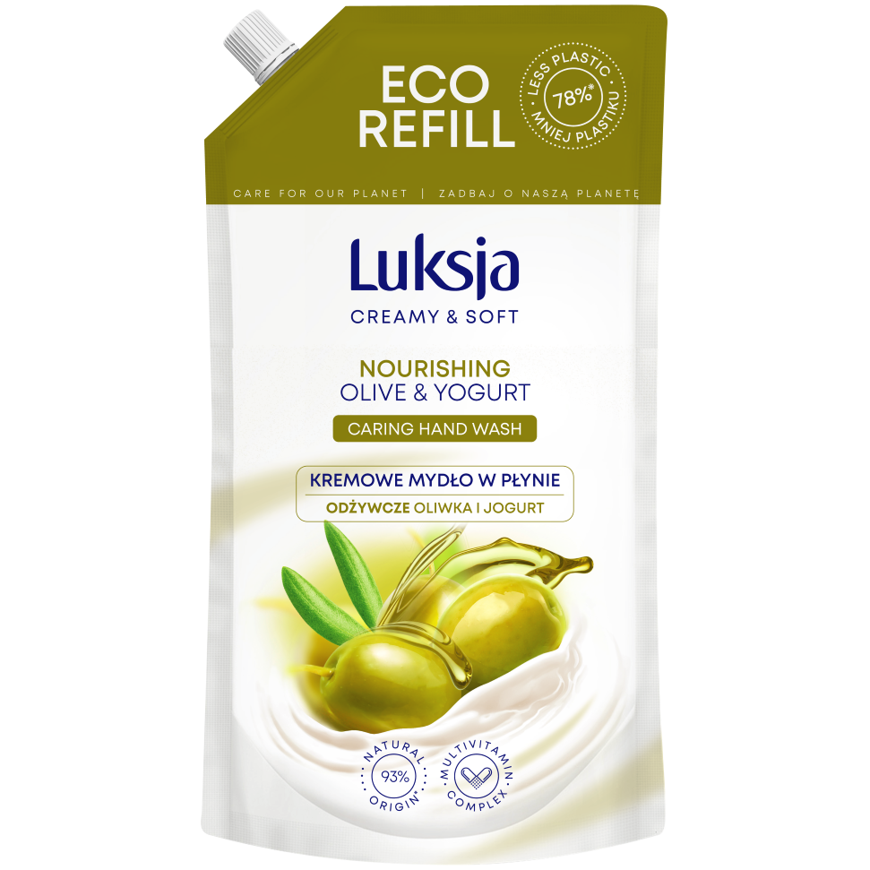 Luksja Creamy & Soft Oliwka i Jogurt zapas kremowego mydła w płynie, 900 ml
