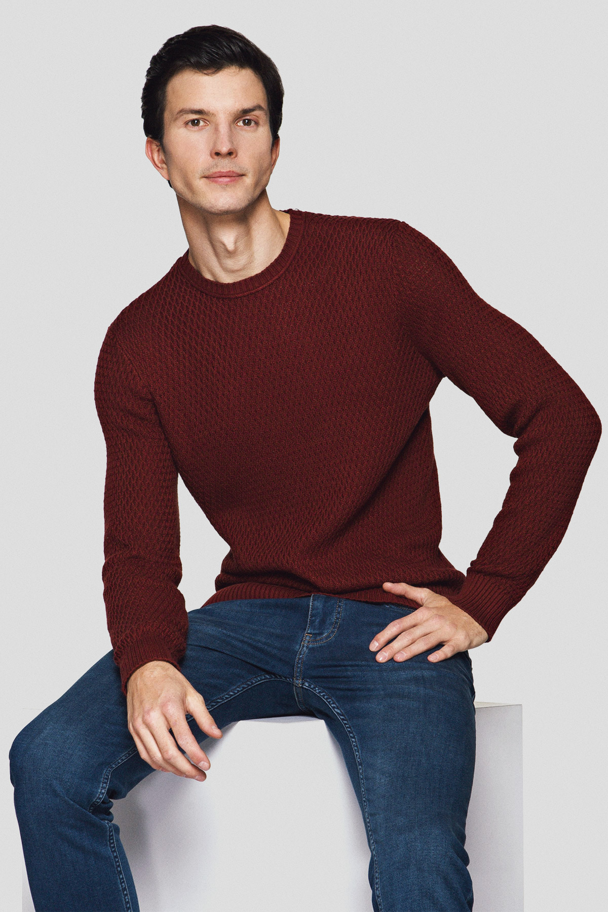 Lancerto Sweter Ceglasty Bawełniany Miguel