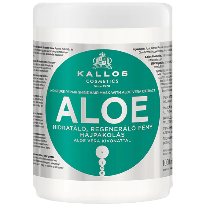 Kallos Aloe maska do włosów suchych i zniszczonych z ekstraktem z aloesu, 1000 ml