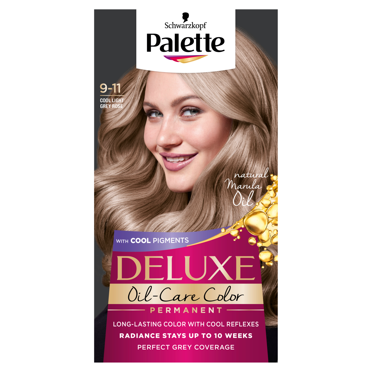 Palette Deluxe Oil Care Color farba do włosów 9-11 cool light grey rose, 1 opak.