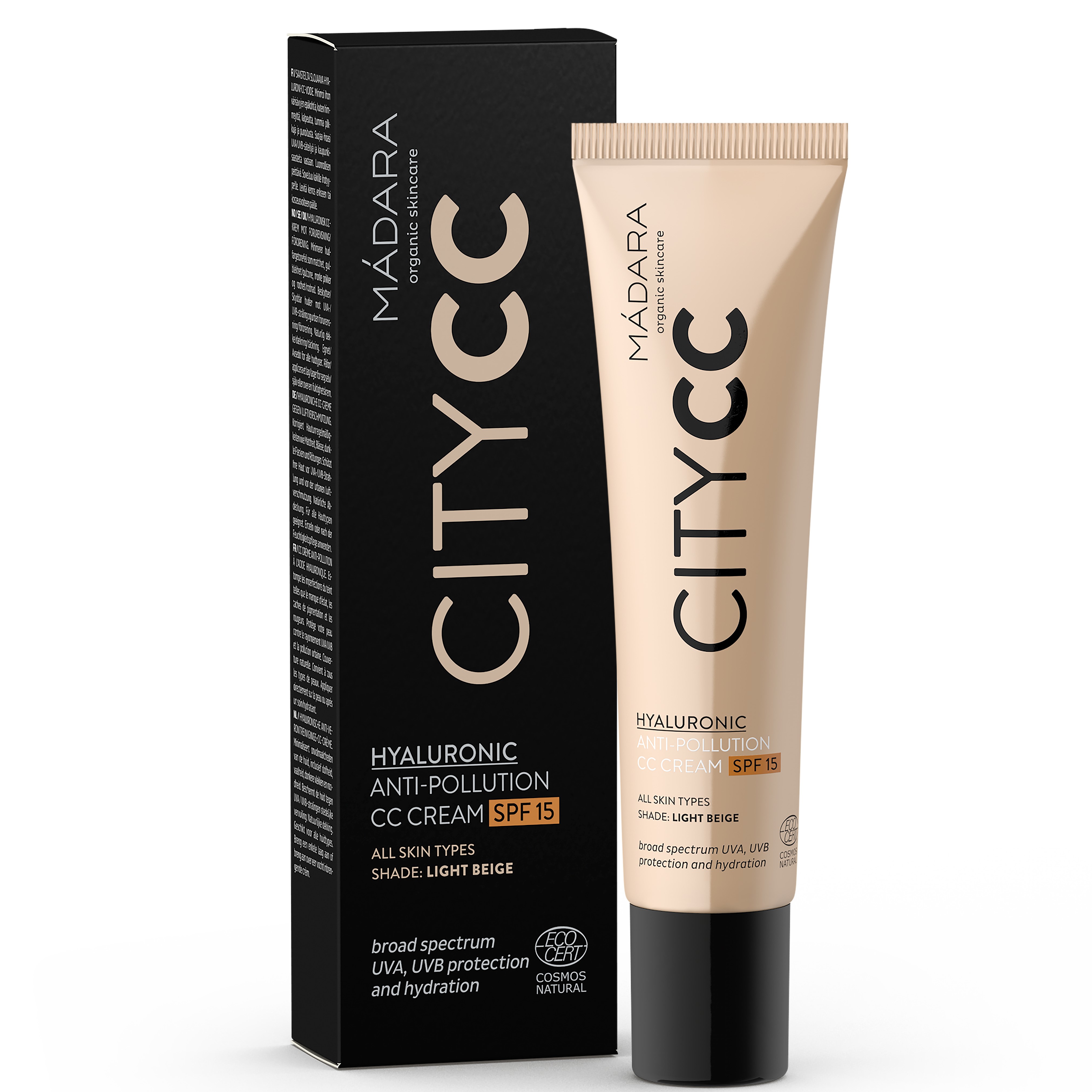 Madara CityCC krem CC SPF15 01 Light Beige z kwasem hialuronowym, 40 ml