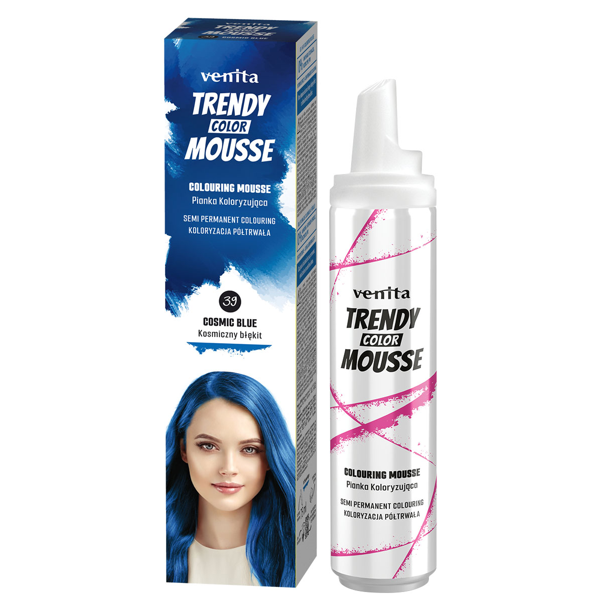 Venita Trendy Color Mousse pianka koloryzująca do włosów 39 cosmic blue, 75 ml