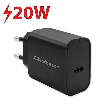 Ładowarka sieciowa QOLTEC Super Quick PD 20W Czarny