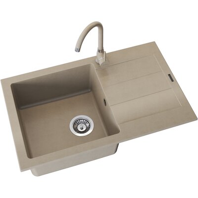 Zlewozmywak jednokomorowy z ociekaczem PYRAMIS Sparta Plus 070052601BP Piaskowy beż 48x78 + bateria Bello Plus