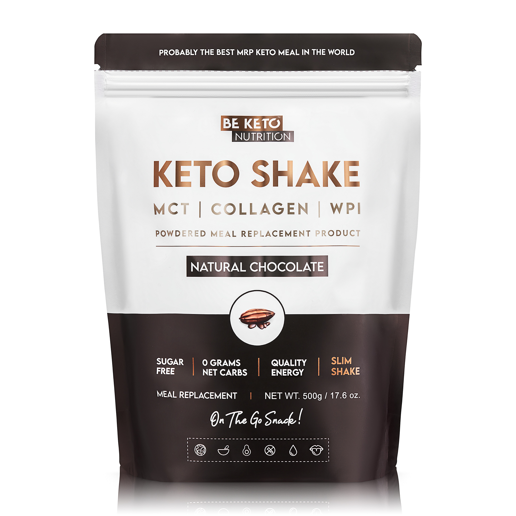 Be Keto keto shake białkowy z olejem MCT i kolagenem o smaku naturalnej czekolady, 500 g