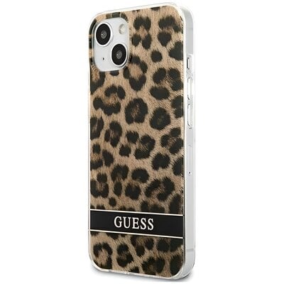 Etui GUESS Leopard Electro Stripe do Apple iPhone 13 Mini Brązowy