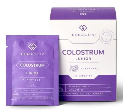 Genactiv Colostrum Junior suplement diety o smaku czarnego bzu, 30 sasz./1 opak.
