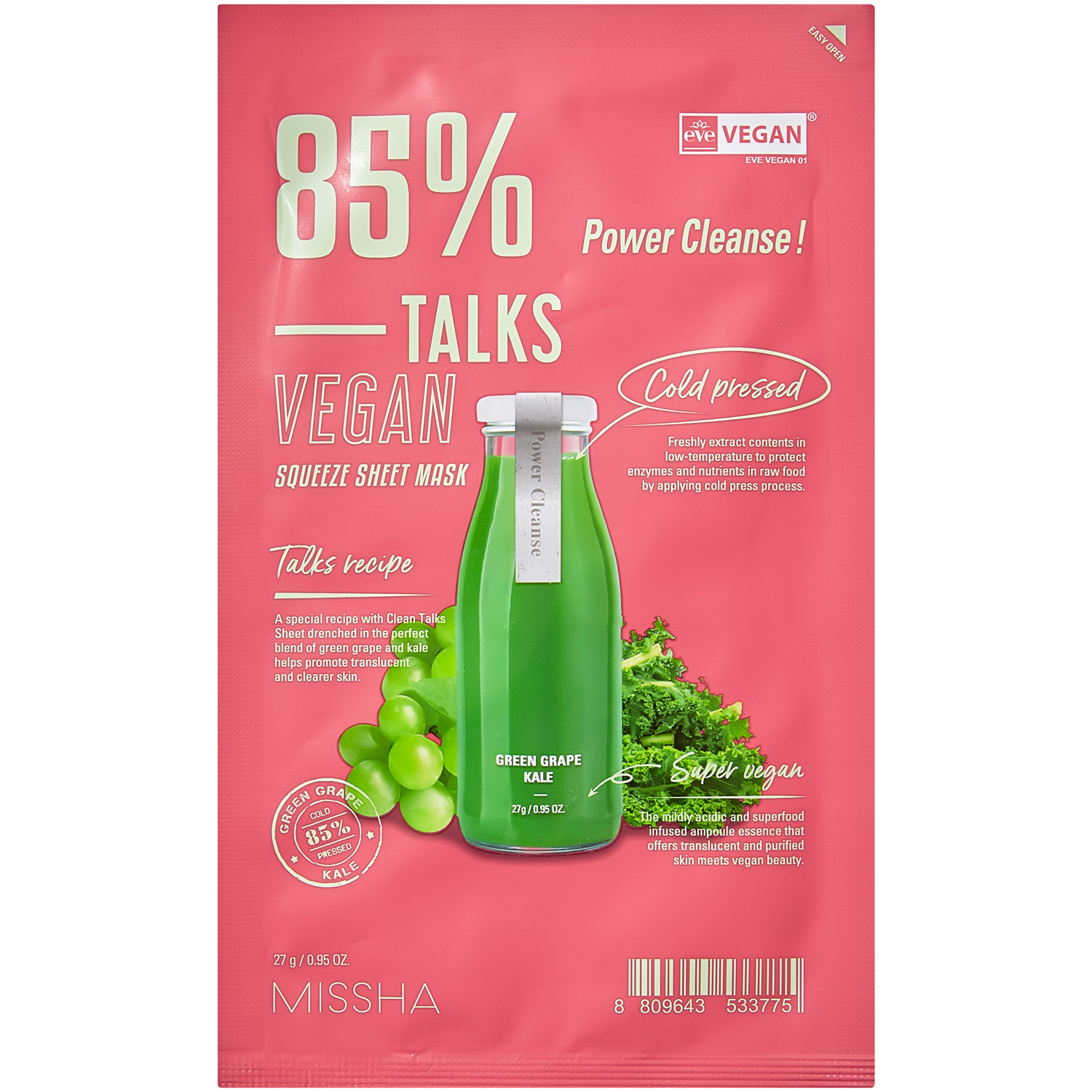 Missha Talks Vegan oczyszczająca maska do twarzy, 27 g