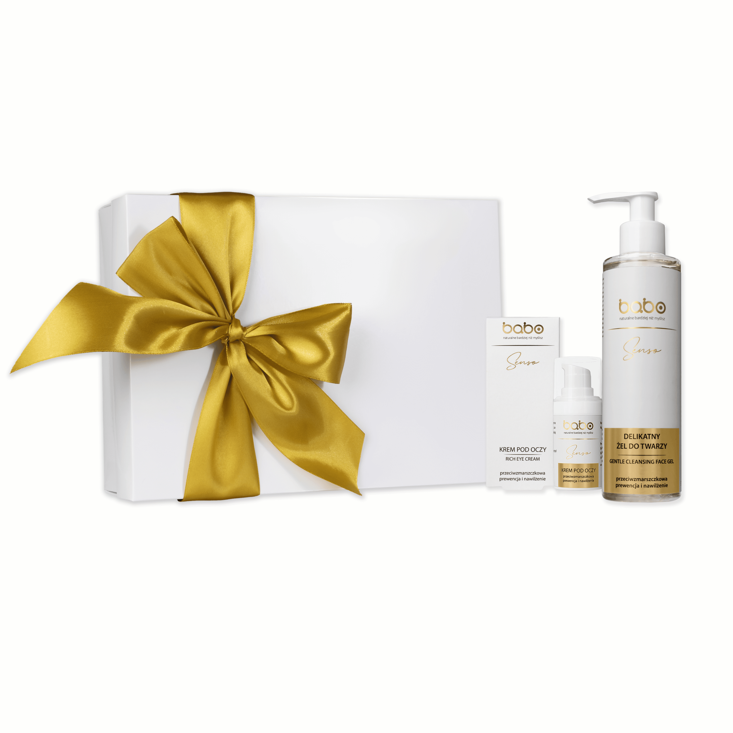 Babo zestaw prezentowy dla skóry wrażliwej: peptydowy krem pod oczy, 15 ml + delikatny żel do mycia twarzy, 200 ml + ręcznik 100% bawełny, 1 szt.
