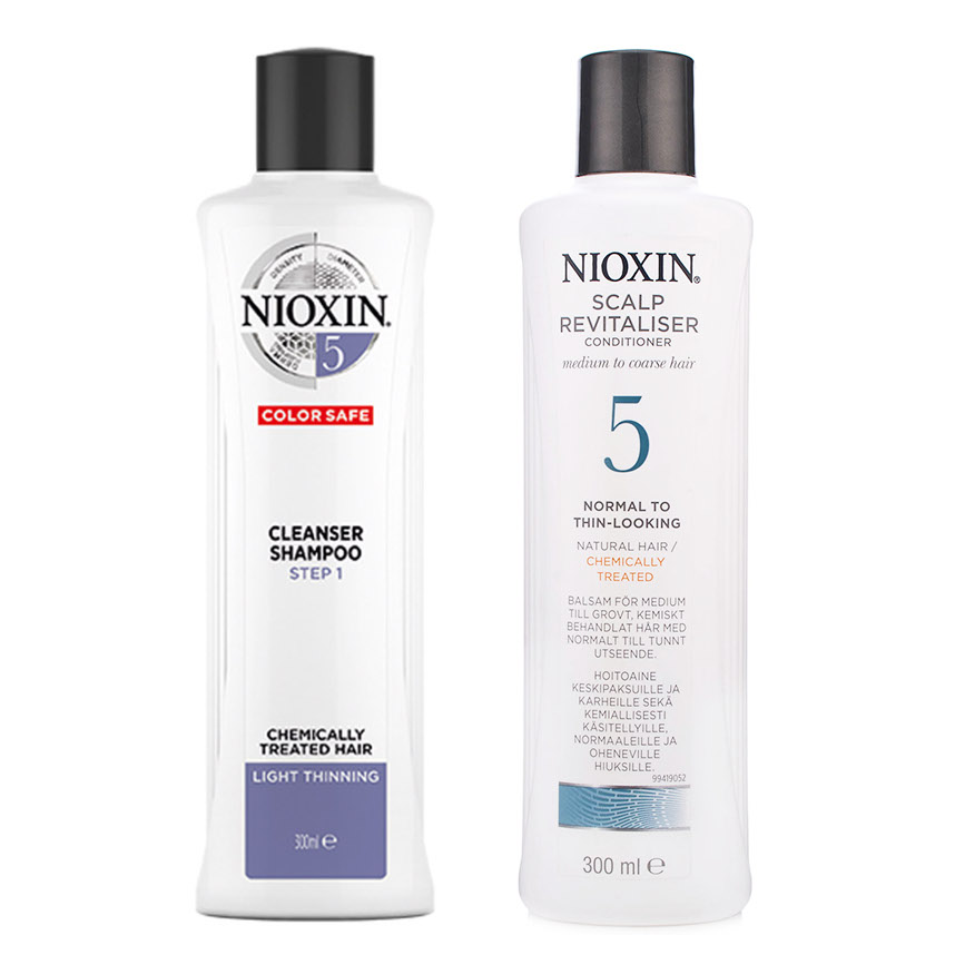 Nioxin System 5 zestaw przeciw wypadaniu do włosów normalnych i lekko przerzedzonych po zabiegach chemicznych: szampon, 300 ml + odżywka, 300 ml