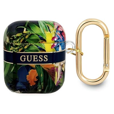 Etui na słuchawki GUESS Flower Strap do Apple AirPods Niebieski