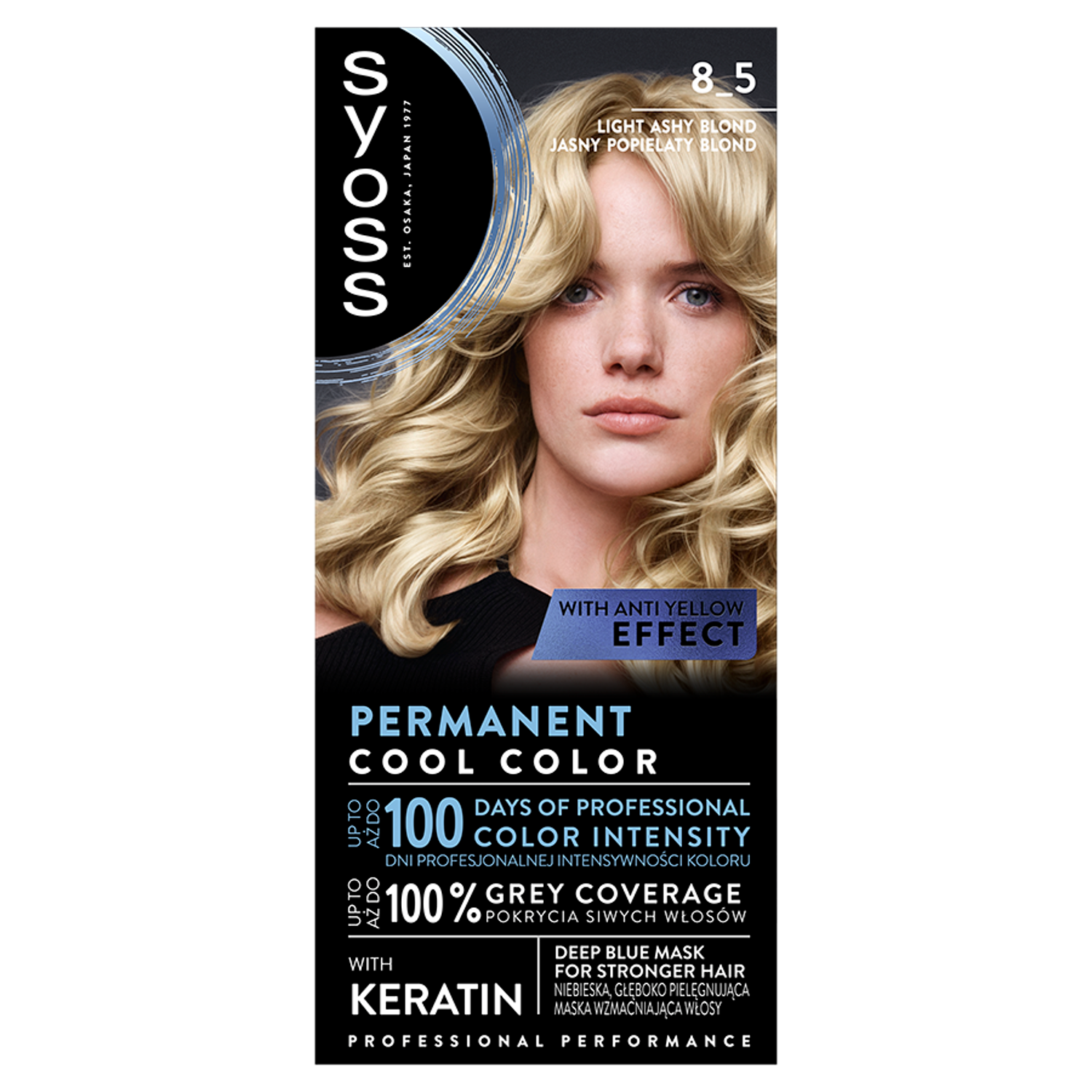 Syoss Permanent Coloration farba do włosów 8-5 jasny popielaty blond, 1 opak.