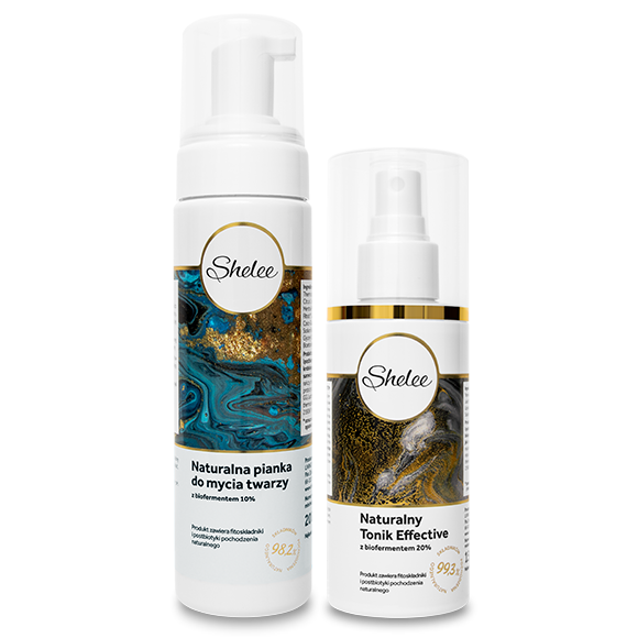 Shelee zestaw: naturalna pianka do mycia twarzy z biofermentem 10%, 200 ml + naturalny tonik effective z biofermentem 20%, 150 ml