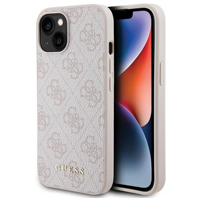 Etui GUESS 4G Metal Gold Logo do Apple iPhone 15 Różowy