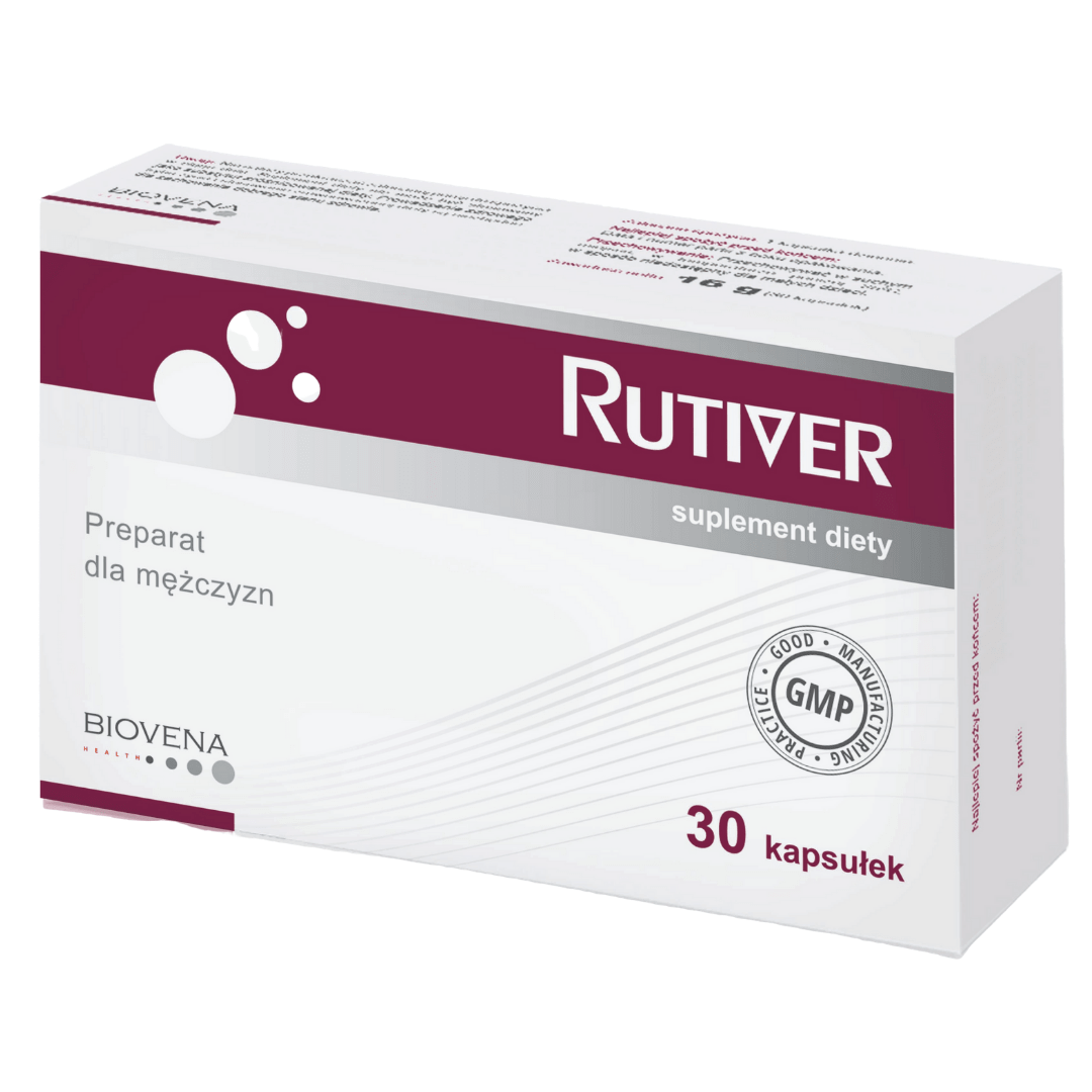 Biovena Rutiver suplement dla mężczyzn na ogólne wzmocnienie i poprawę sprawności seksualnej, 30 kaps./1 opak.