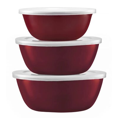 Zestaw misek EMALIA OLKUSZ 29301 Bordowy (3 elementy)