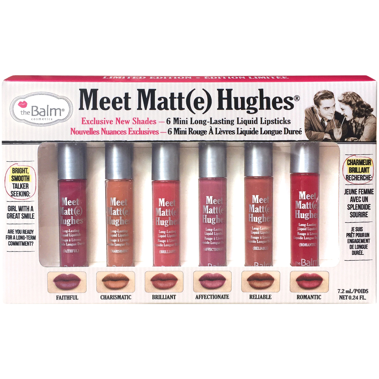 The Balm Meet Matt(e) Hughes zestaw #2: mini pomadka w płynie do ust, 6x1,2 ml