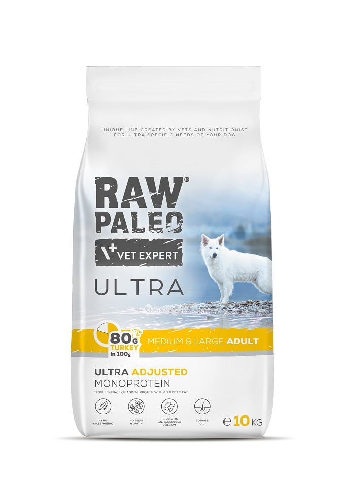 RAW PALEO Ultra Turkey Medium&amp;Large Adult 10kg dla psów dorosłych ras średnich i dużych indyk