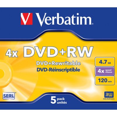 Płyta VERBATIM Matt Silver DVD+RW, 4.7 GB, 4x (5 szt.)