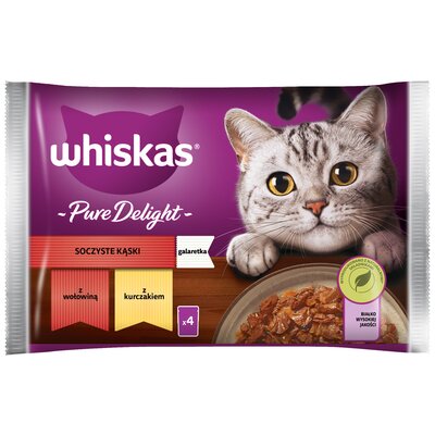 Karma dla kota WHISKAS Pure Delight Wołowina z kurczakiem (4 x 85 g)