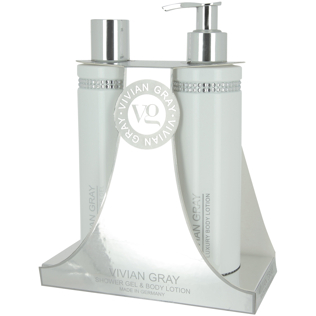 Vivian Gray White Crystal zestaw: żel pod prysznic, 250 ml + balsam do ciała, 250 ml