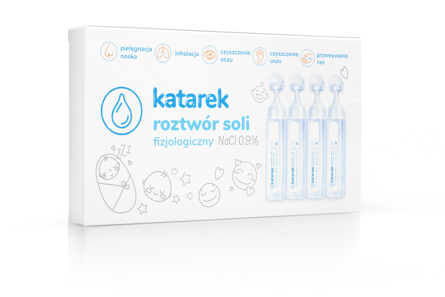 Katarek fizjologiczny roztwór soli NaCl 0,9%, 10 ampułek a 5 ml