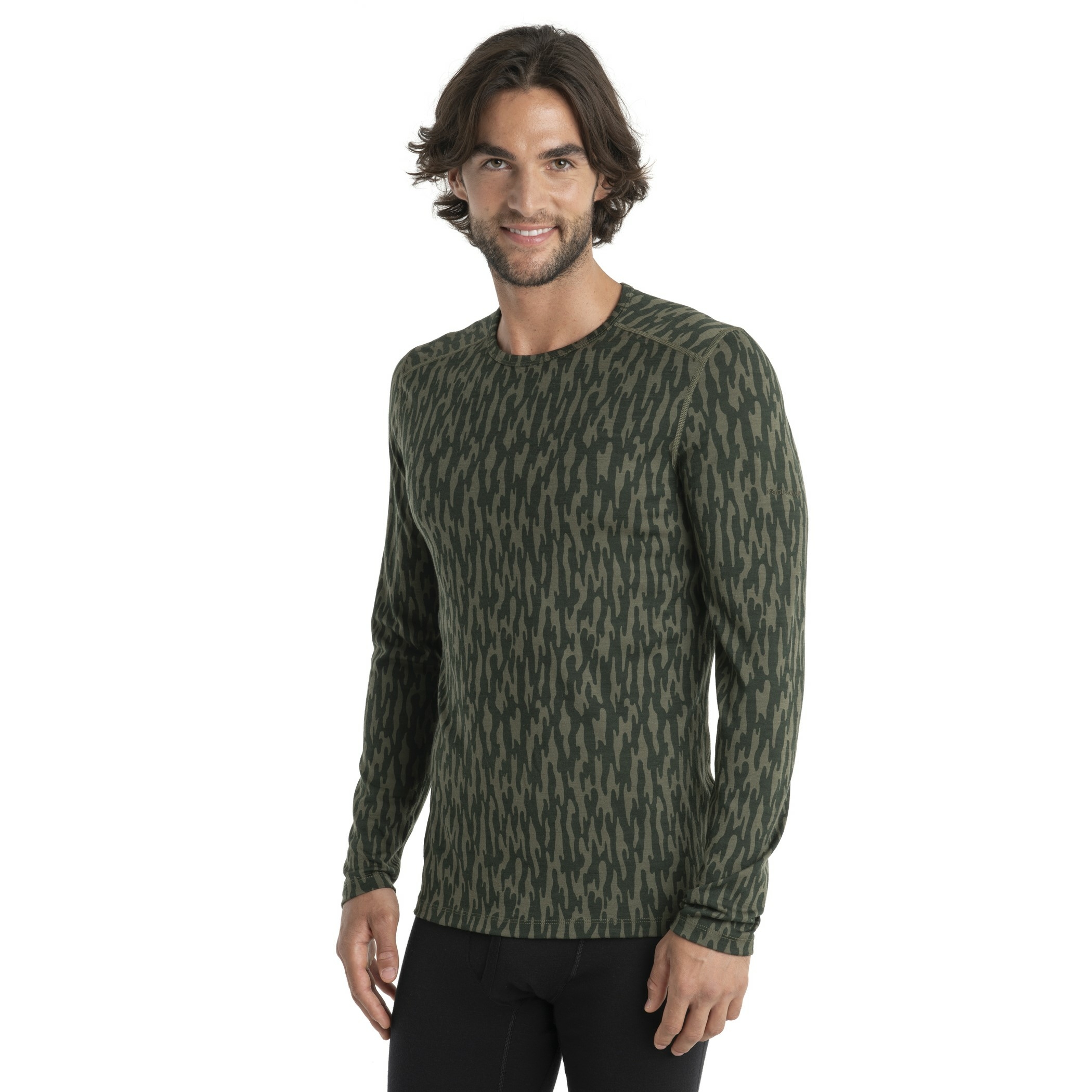 Koszulka termoaktywna męska Icebreaker Merino 200 Oasis LS Crewe Glacial Flow loden - XXL