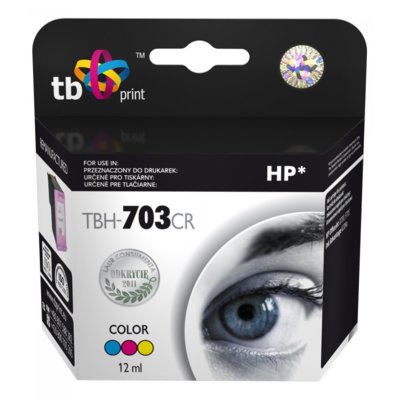 Zestaw tuszów TB PRINT do HP 703 CR Błękitny 12 ml, Purpurowy 1 2ml, Żółty 12 ml TBH-703CR
