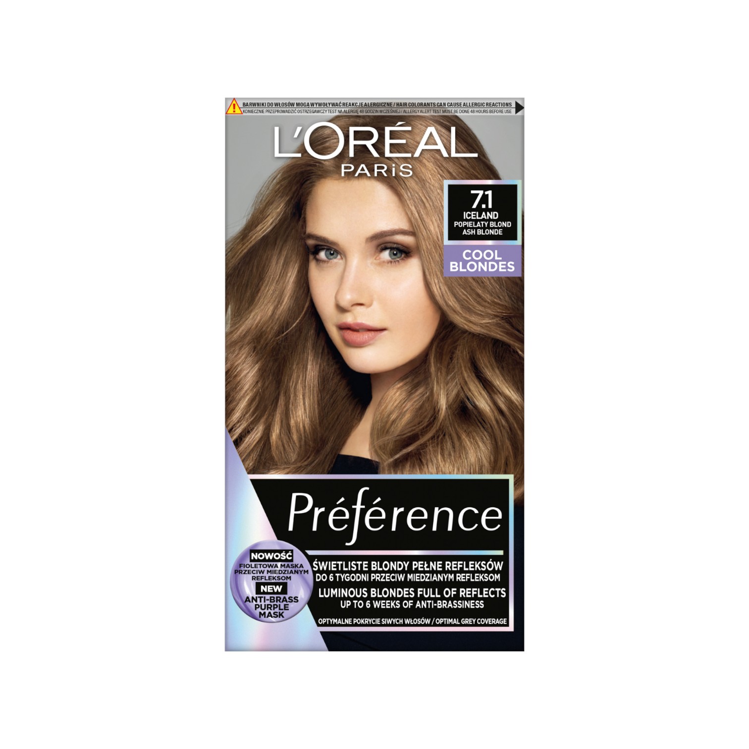 L'Oréal Paris Récital Préférence farba do włosów 7.1 popielaty blond, 1 opak.
