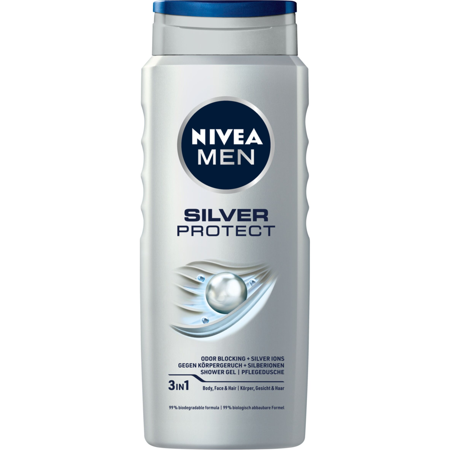 Nivea MEN Silver Protect żel pod prysznic do ciała twarzy i włosów z antybakteryjną formułą z jonami srebra, 500 ml