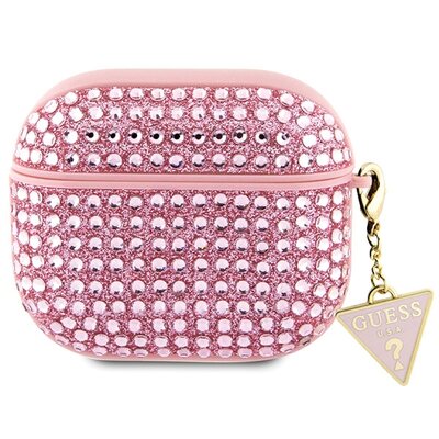 Etui GUESS Rhinestone Triangle do Apple AirPods 3 Różowy