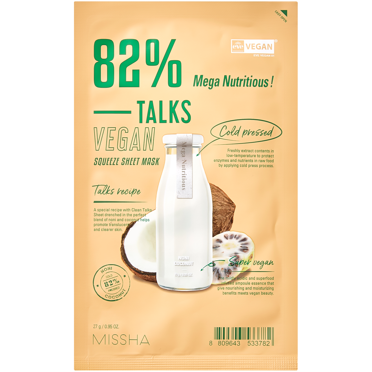 Missha Talks Vegan odżywcza maska do twarzy, 27 g