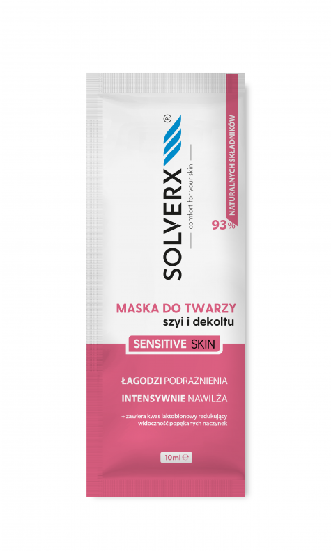 Solverx Sensitive Skin maska do twarzy, szyi i dekoltu, 10 ml