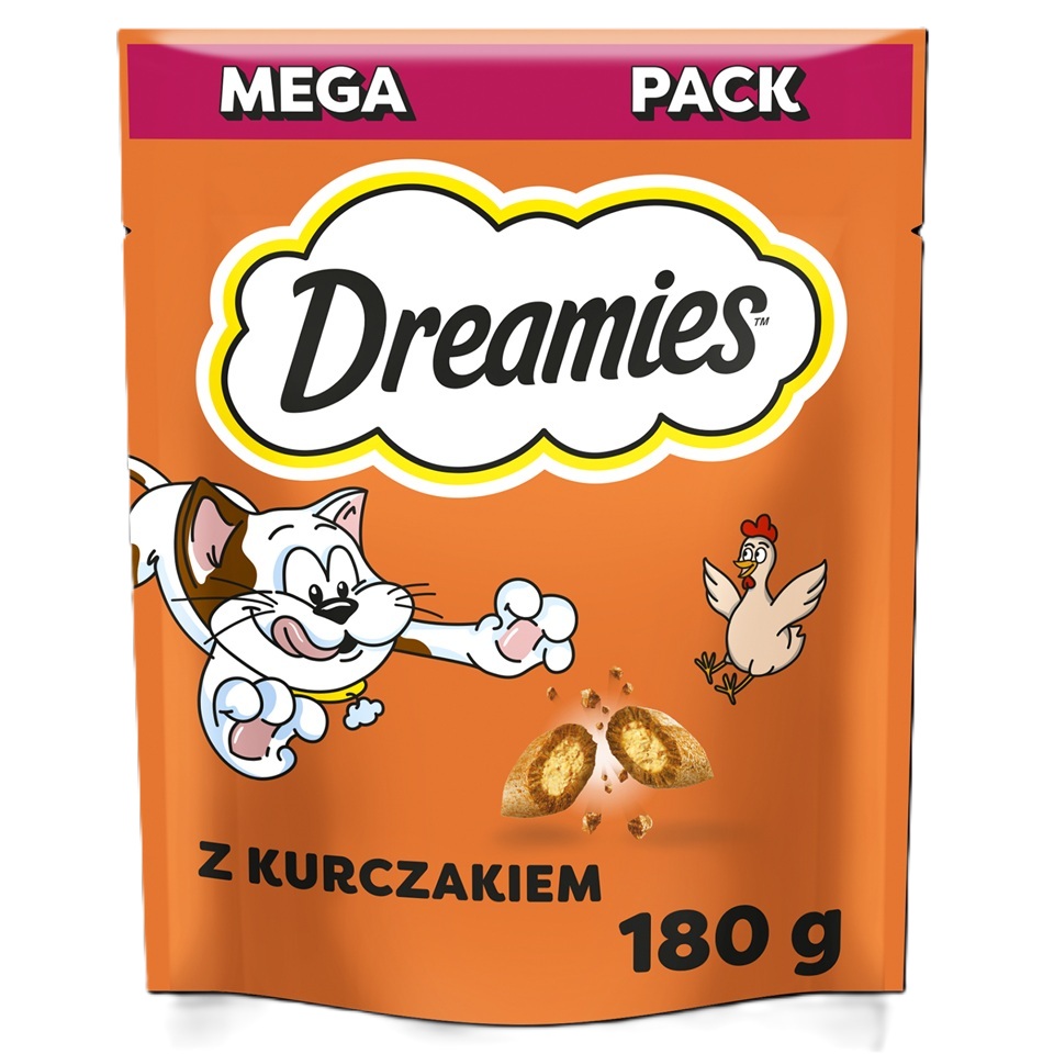 DREAMIES Mega Pack Chrupiące przysmaki dla kota o smaku kurczaka 180 g