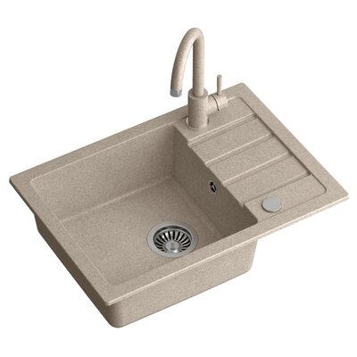 Zlewozmywak jednokomorowy z ociekaczem MYQ Color Short SHOG3COL Beżowy 44x62 + bateria