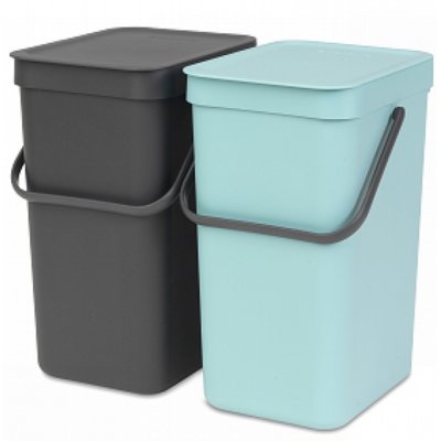 Kosz na śmieci BRABANTIA 109980 Sort & Go 2 x 12L Czarny/Miętowy
