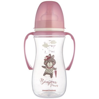 Butelka CANPOL BABIES EasyStart Bonjour Paris 300 ml Różowy