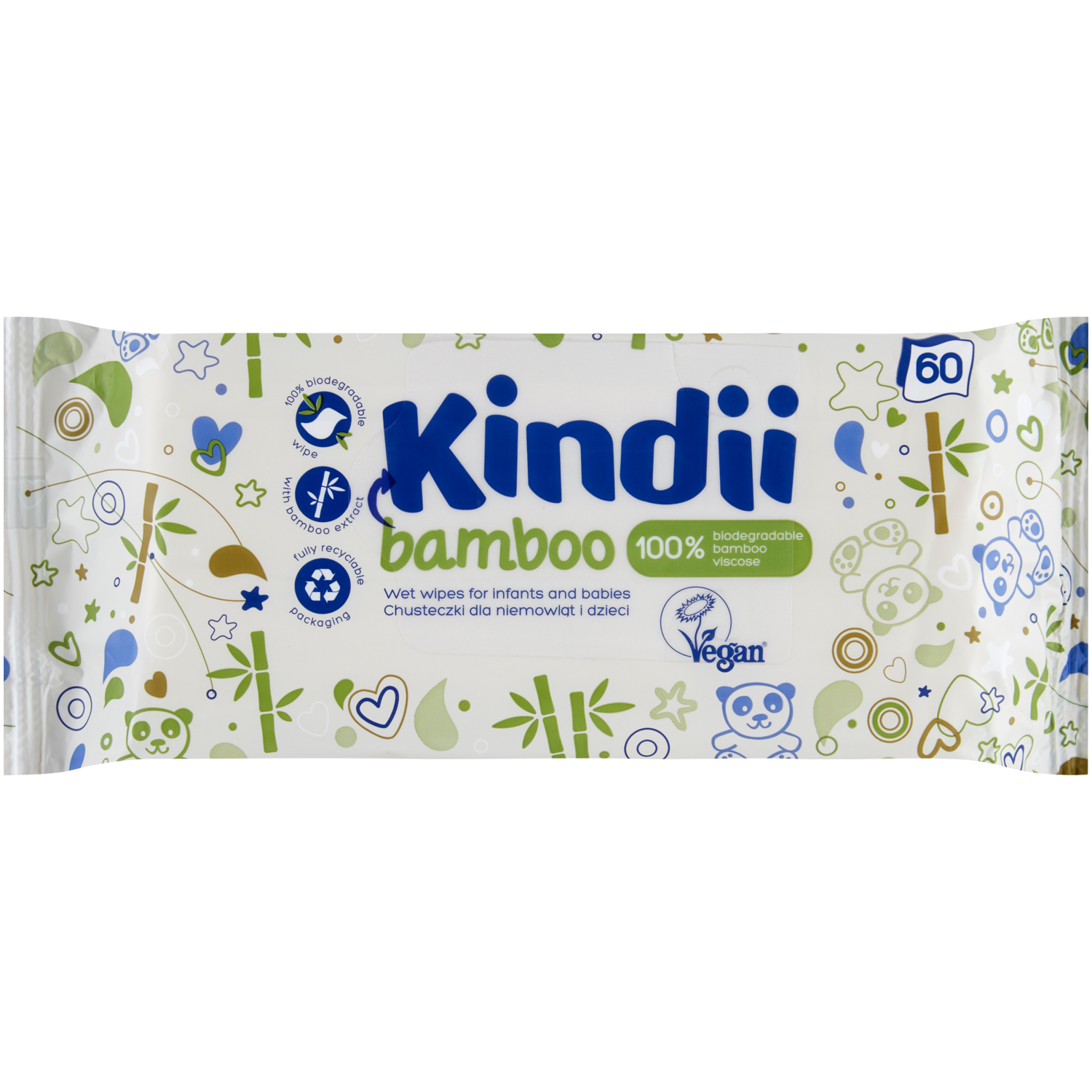 Kindii Bamboo chusteczki dla niemowląt, 60 szt./1 opak.