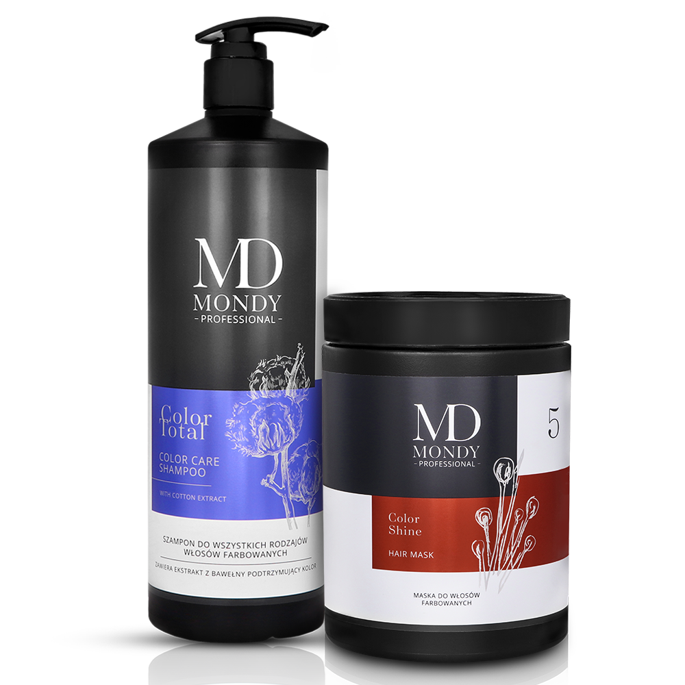 Mondy zestaw: szampon do włosów farbowanych Color Total, 1000 ml + maska do włosów farbowanych Color Shine, 1000 ml